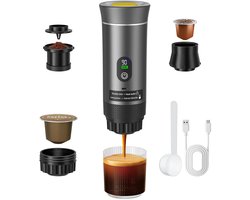 Linkforu - Espressoapparaat voor Capsules of Gemalen Koffie voor Onderweg - Warm of Koud – Oplaadbaar - 12Volt – 72 Watt – 90 °