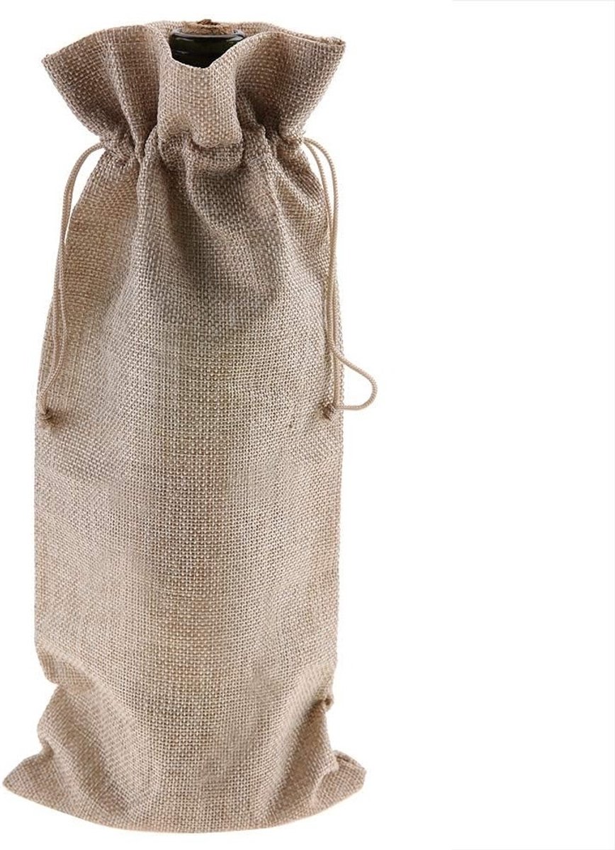 Linnen wijnflessen cadeauzakken, 12 stuks, decoratieve hoes voor champagne, ideaal voor bruiloften en verjaardagsfeesten, beige en modern
