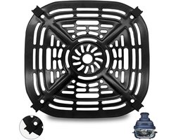 Elkuaie Bakplaat- Grillrooster - Voor Airfryer - 2-delig - Gebruik voor Gegrilde Steaks en Groenten - Zwart