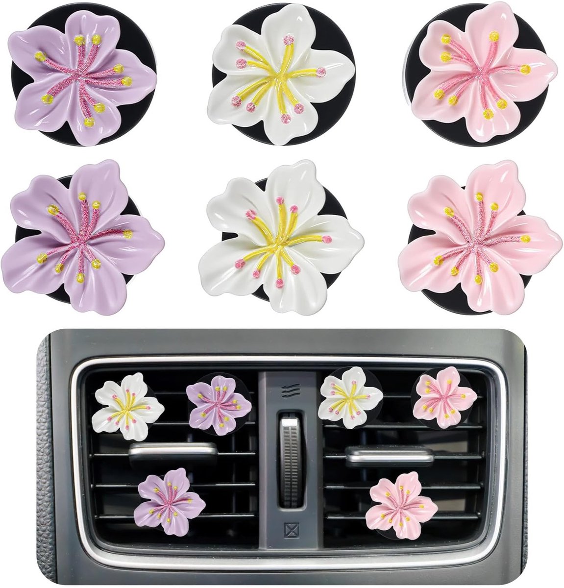 6 Stuks Madeliefjes Auto Luchtverfrisser Clips, Interieur Accessoires voor Auto's, Geurverspreider voor Ventilatieopeningen, Perfect voor Vrouwen en Meisjes