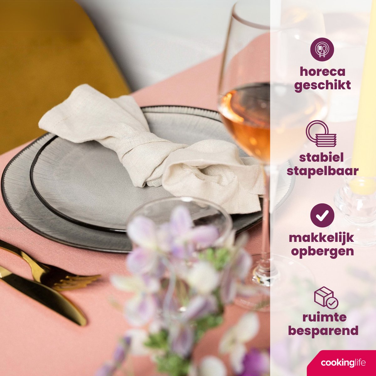 Cookinglife Serviesset Nola Warm Grey 18-delig - Servies Set 6 Personen - Modern Design Aardewerk - Vaatwasser- & Magnetronbestendig — afbeelding 2