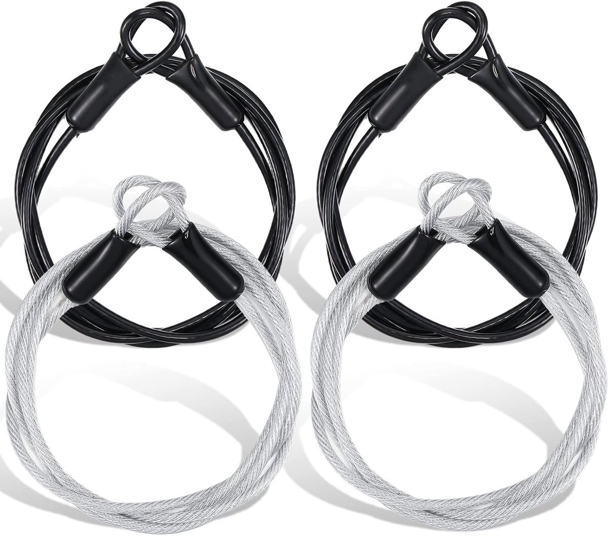 Veilige Buitenreis Kabel voor Hangsloten - 4 Stuks, Dubbel Ring Kabel, 3 mm Dikte, 101 cm Lengte, Ideaal voor Kamperen en Reizen