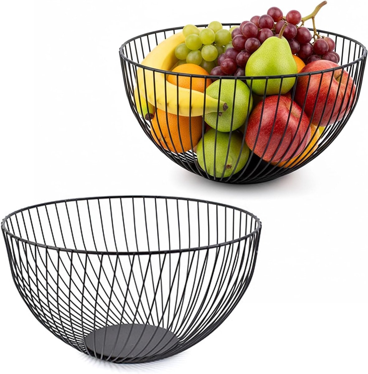 Set van 2 Metalen Fruitmanden, 10 x 4 x 5.5 inch, Ideaal voor Fruit, Groenten en Snacks