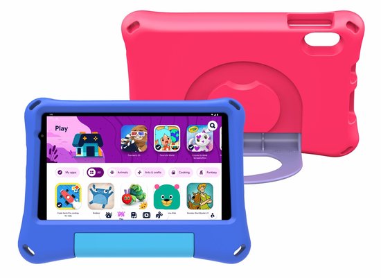 Denver Kindertablet – Nieuwste Android 16 – Introductie jaar 2026 – 4GB RAM – 64GB – 8 Inch – Incl. Blauwe en Roze Hoes – Ouderlijk Toezicht – TIO80115KBUP