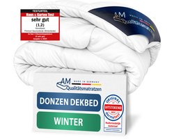 AM Qualitätsmatratzen - 100% dons - Extra warm donzen winterdekbed 220x240 cm - Winterdekbed 220 x 240 - Donsdekbed 220x240 - 100% Franse dons - Inlegwerk van katoen