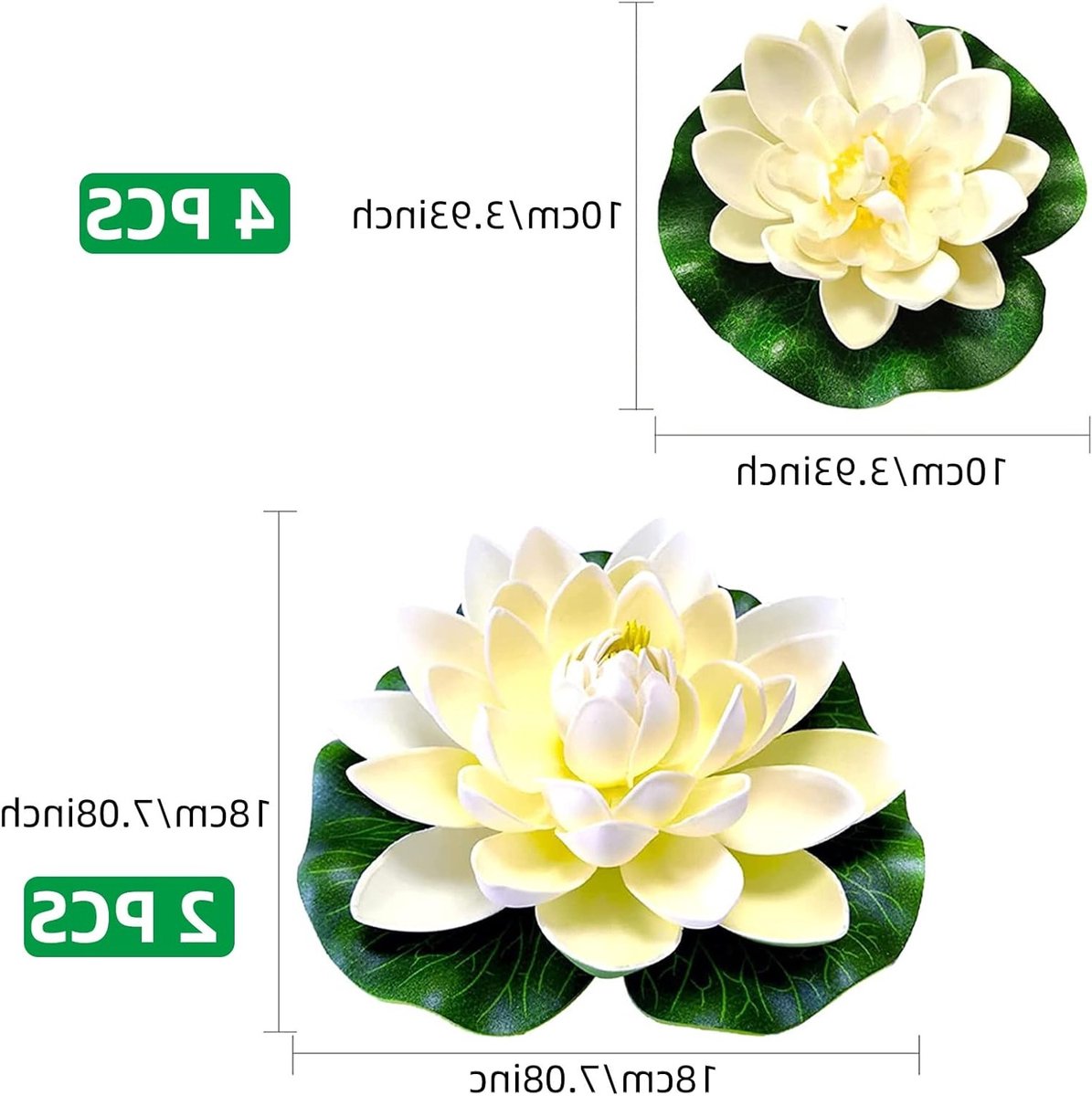 Zes Stuks Drijvende Bloemen voor Decoratie, Kunstmatige Waterlelies en Lotusblommen voor Zwembaden, Aquaria en Tuinvijvers (10cm × 4 + 18cm × 2)