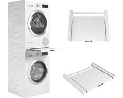 Florixa® Tussenstuk Wasmachine Droger - Stapelkit - Tussenstuk Wasmachine en Droger - Tussenstuk Wasmachine Droger Zwart - Tussenstuk Wasmachine Droger Aeg - Wit - 54cm x 60cm x 8cm