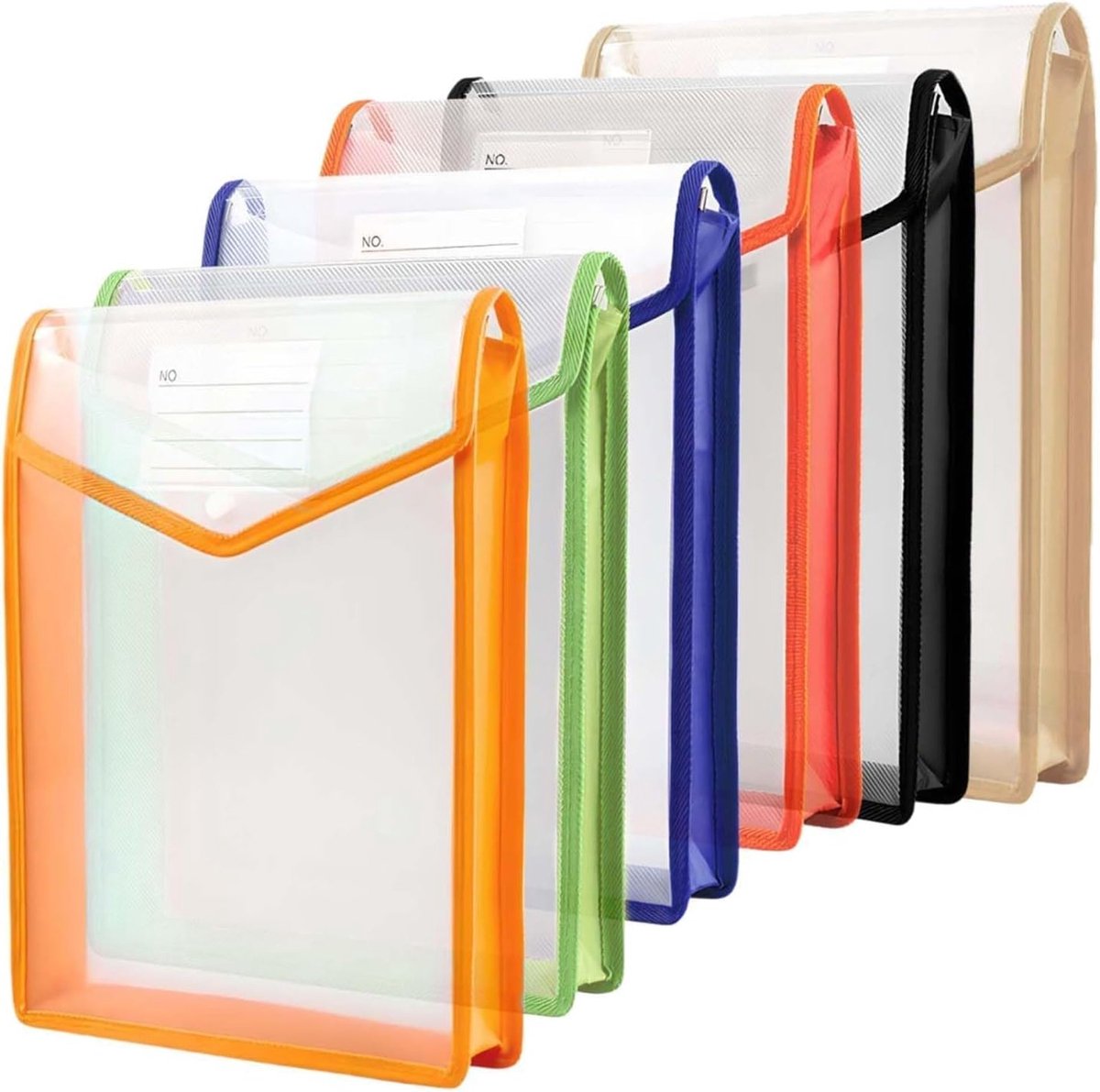 Set van 6 Transparante A4 Documenten, Plastic Mappen met Drukknop, Ideaal voor School, Kantoor en Thuisgebruik