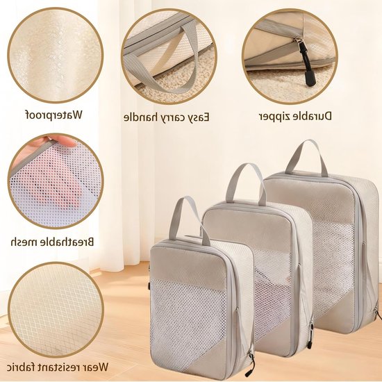Multifunctionele Koffer Organizers - 9-delige Set Compressiezakken voor Kleding en Schoenen, Waterdichte Inpak Cubes voor Reizen en Rugzakken — afbeelding 4