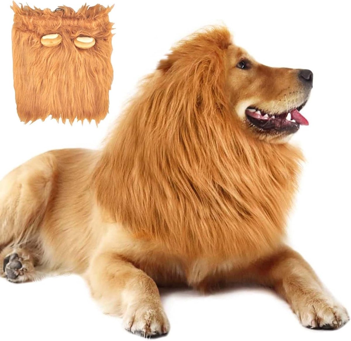 Realistische Leeuwenkap voor Honden - Verstelbare Halloween Kostuum met Echte Leeuwenmanen voor Honden - Perfect voor Feestjes en Foto's