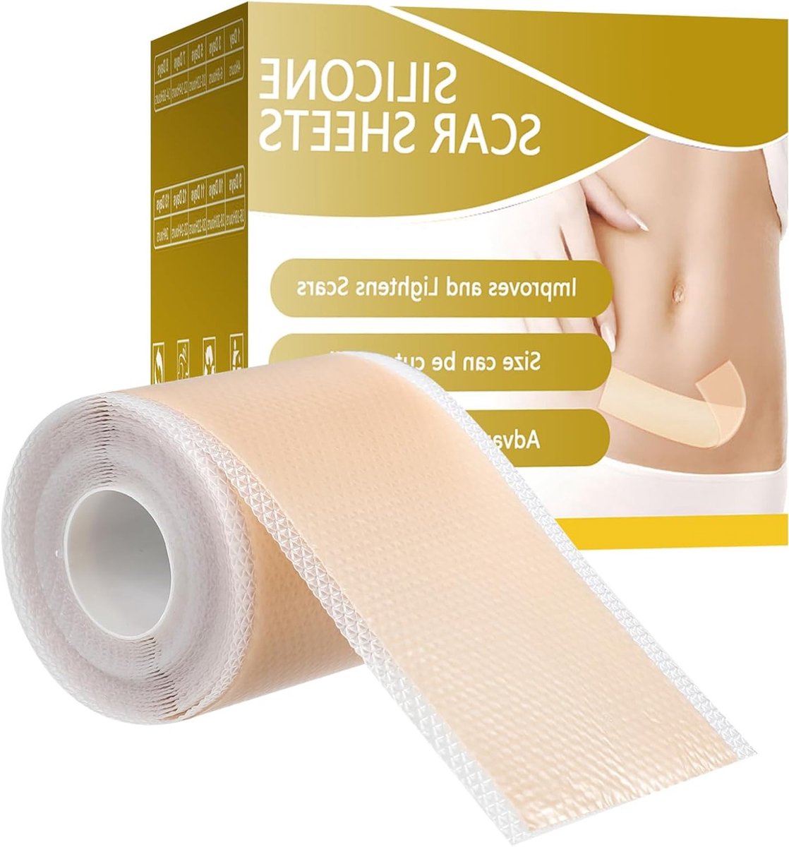 Littekentape van siliconen 5 x 300 cm voor het verminderen van littekens, brandwonden en chirurgische littekens