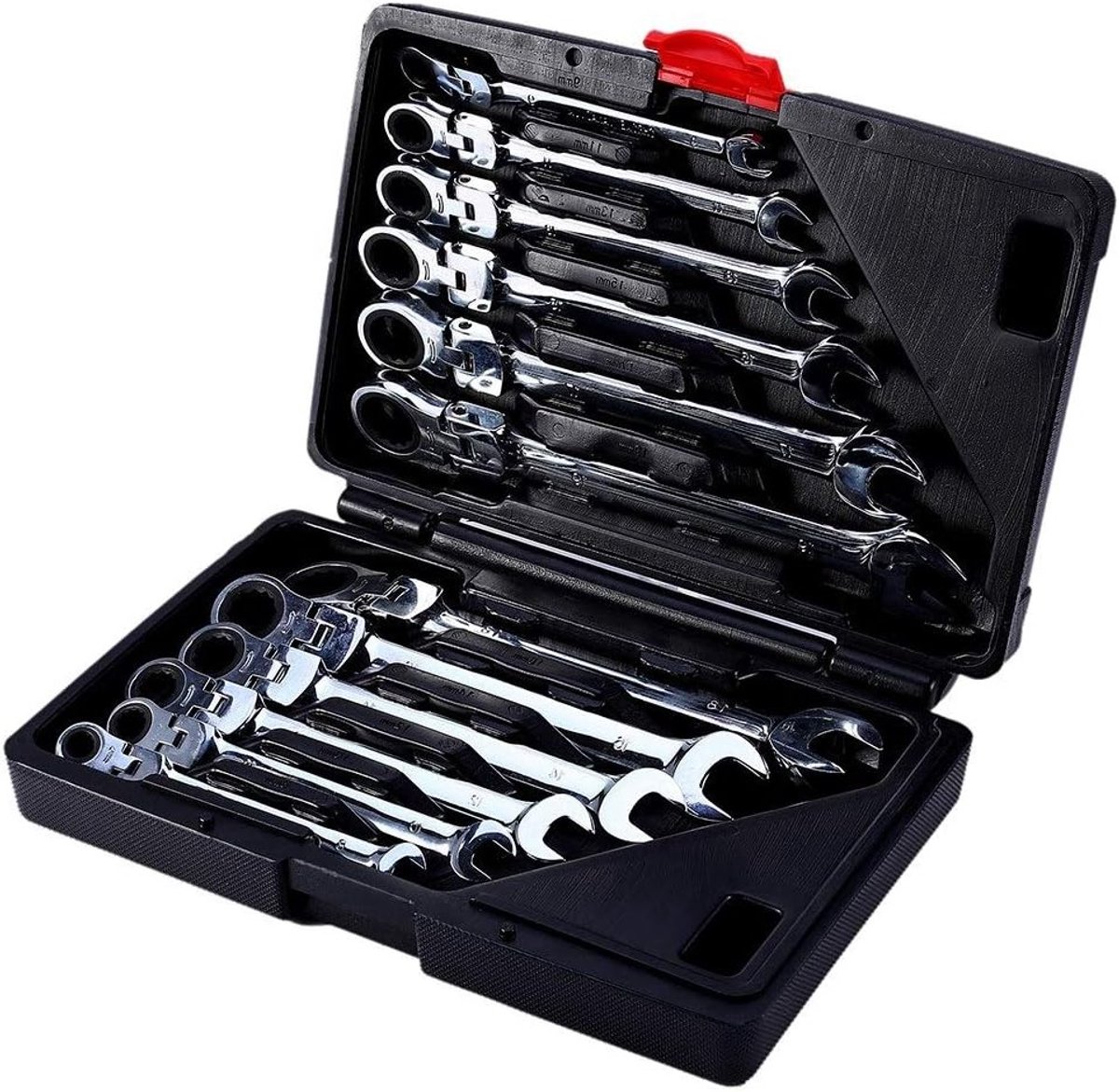 Set van 12 Dopsleutels van 8-19 mm met Cassette voor Efficiënt Onderhoud en Reparatie