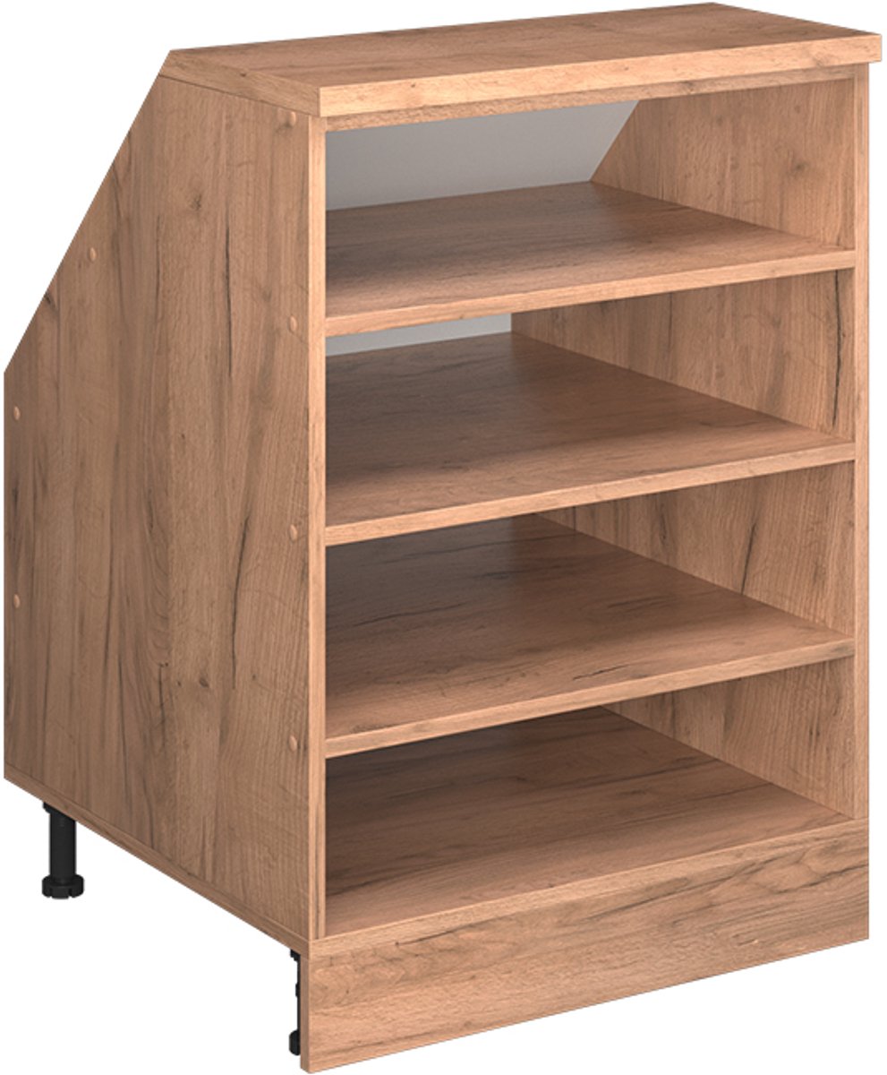 Vicco R-Line Keukenkast voor schuine wand – 60 cm met 4 compartimenten, kastromp 60 cm diepte Krachtige eik goud Goudkleurig Eiken/Goudkleurig Eiken
