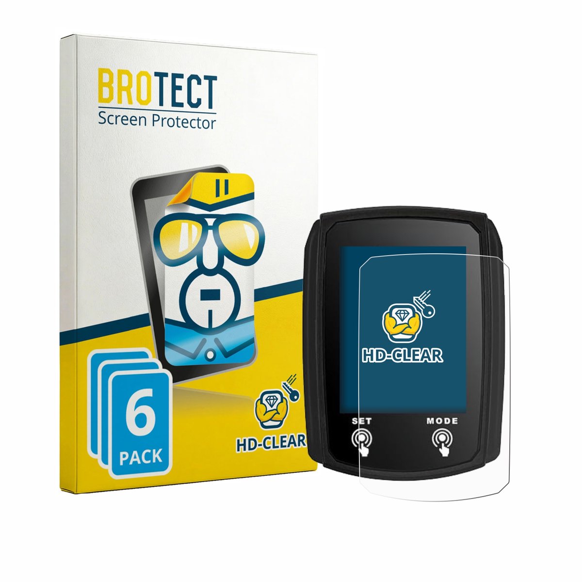BROTECT - Screenprotector voor JZK Bike Computer - Folie Beschermfolie transparant 6 Stuks