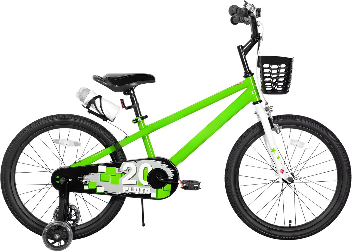 Happiq Kinderfiets – Voor kinderen van 3-12 jaar – Met oplichtende zijwieltjes – Groen 46 cm