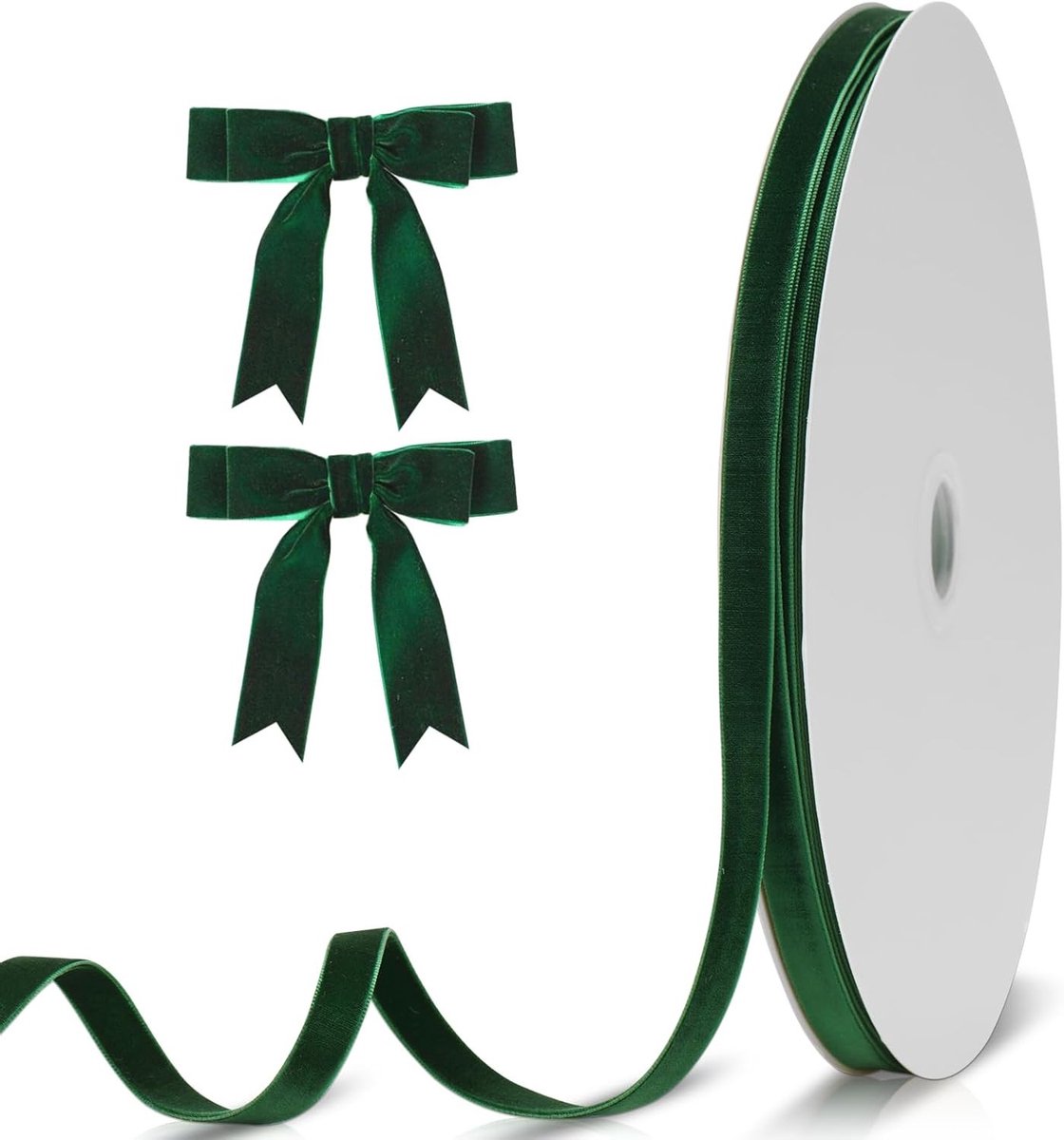 Donkergroen Velours Lint 10mm 23m Dubbelzijdig Cadeaulint voor Kerstdecoraties, Geschenken en Creatieve Projecten