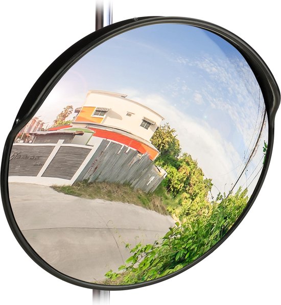 relaxdays miroir de circulation 60 cm - miroir industriel - miroir de  sécurité rond - noir | bol.