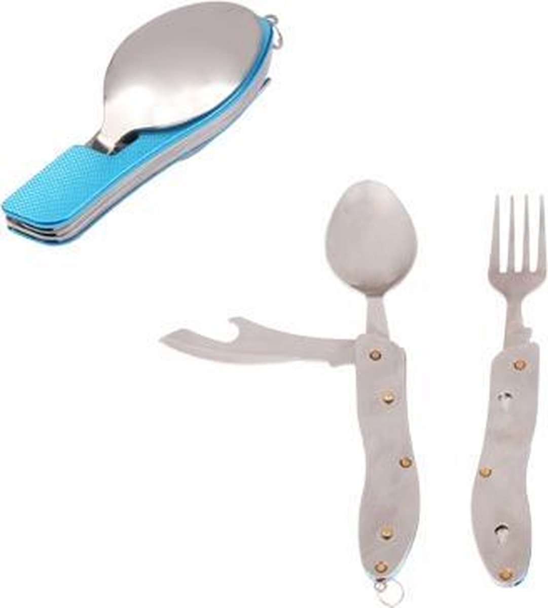 4in1 Stainless Steel Travel / Camping Folding Cutlery Set Spoon