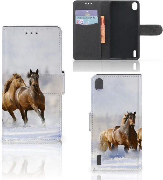 Ham deuropening accessoires Huawei P7 Telefoonhoesje met Pasjes Paarden | bol.com