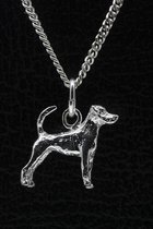 Zilveren Jack russell terrier parson gladhaar met staart ketting hanger - klein