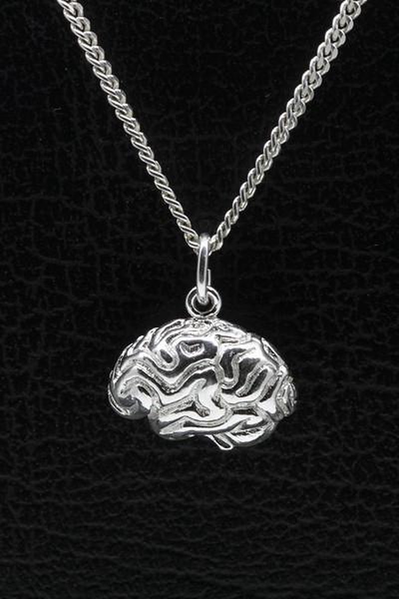 Zilveren Hersenen en Brein ketting hanger