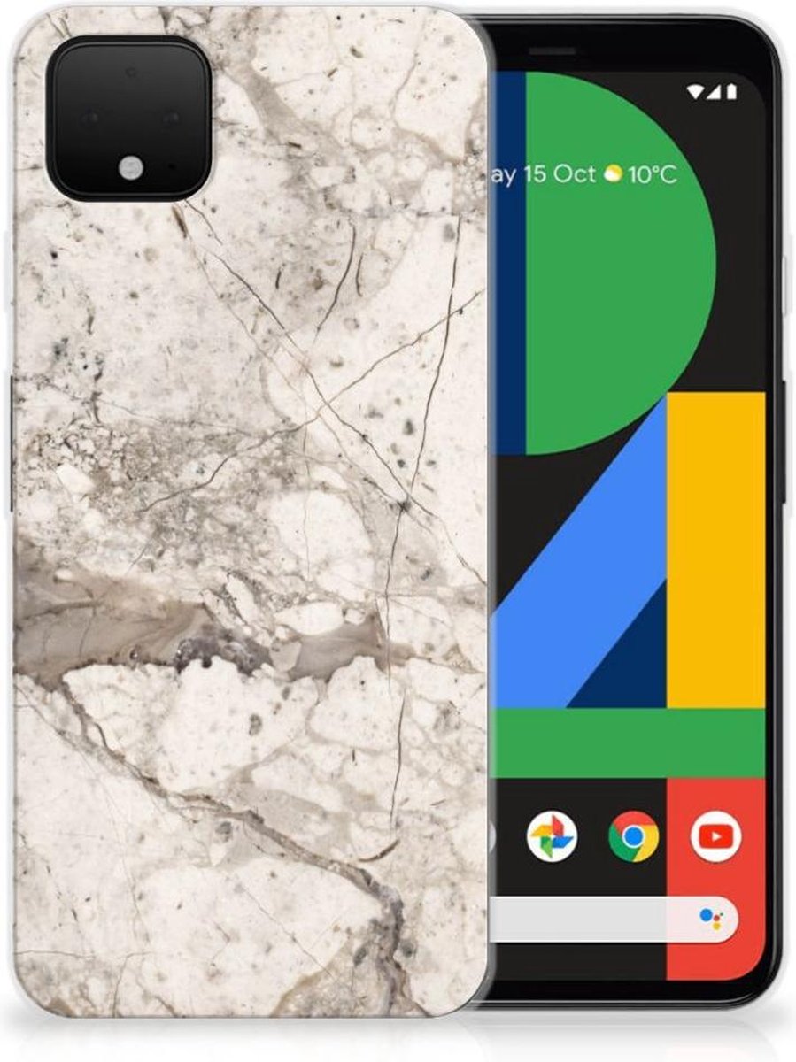 Google Pixel 4 XL TPU Siliconen Hoesje Marmer Beige