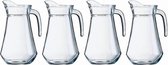 4x Schenkkan 1 liter 20 cm - Sapkannen/waterkannen/schenkkannen/limonadekannen van glas