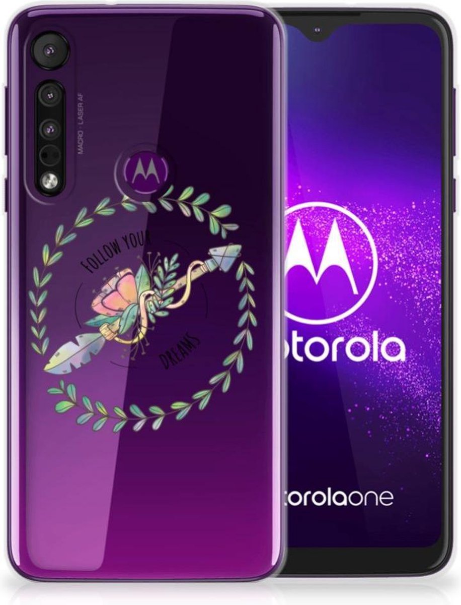 Motorola One Macro Telefoonhoesje met Naam Boho Dreams