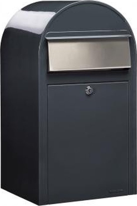 BOBI Brievenbus Grande - RAL 7016 - Donkergrijs en RVS Klep