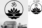 3D Sticker Decoratie 3D OM Teken Mandala Boeddha Lotus Muurstickers Home Decor Computer Bloem Sticker Vinyl zelfklevende stickers Muurdecoratie - zwart / Large