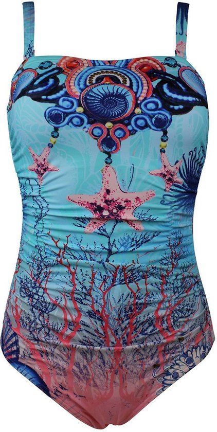 Reusachtig deed het visueel Mila Paradise Turquoise/Print - Badpak Maat: 40 | bol.com