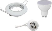 LED Spot Set - GU10 Fitting - Dimbaar - Inbouw Rond - Glans Wit - 6W - Helder/Koud Wit 6400K - Kantelbaar Ø82mm