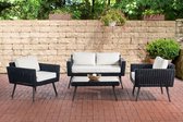 Clp Kiruna Loungeset - 5 mm Polyrotan Zwart - overtrek gebroken wit 40 cm (donkergrijs)