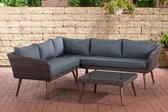 Clp Skara - Hoek loungeset - 5mm rond Polyrattan - bruin gemêleerd - Grijs 45 cm (donkerbruin)