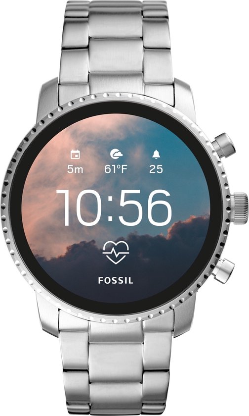 Fossil Q Explorist HR Smartwatch Roestvrijstaal GPS - Zilver - FOSSIL
