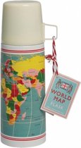 Thermosfles + beker vintage world map