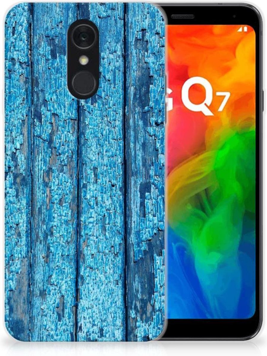LG Q7 Bumper Hoesje Wood Blue
