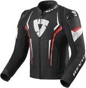 REV'IT! Glide Black Neon Red Leather Motorcycle Jacket 48