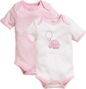 Schnizler Romper Olifant Korte Mouw Roze/wit 2 Stuks Mt 86/92