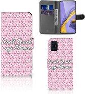 Geschikt voor Samsung Galaxy A51 Portemonnee hoesje Flowers Pink DTMP