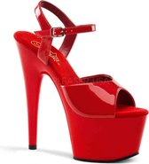 Pleaser - ADORE-709 Sandaal met enkelband, Paaldans schoenen - Paaldans schoenen - 42 Shoes - Rood