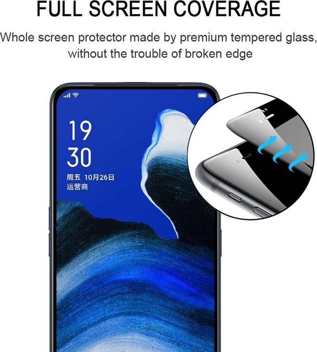 Mobigear Screenprotector geschikt voor OPPO Reno Z Glazen | Mobigear Premium Screenprotector - Case Friendly - Zwart