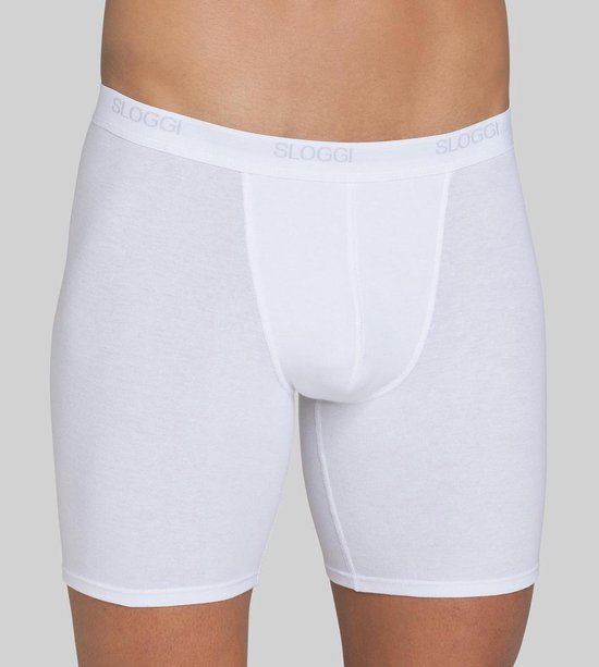 Wit katoenen boxershort voor heren met een grijze Sloggi-band.