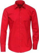 VENTI modern fit overhemd - popeline - rood - Strijkvriendelijk - Boordmaat: 40