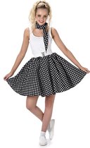 Karnival Costumes 50's Polkadot Rok & Sjaaltje Carnavalskleding Dames Carnaval - Polyester - Maat M - Zwart - 2-Delig Rok/Nek Accessoire