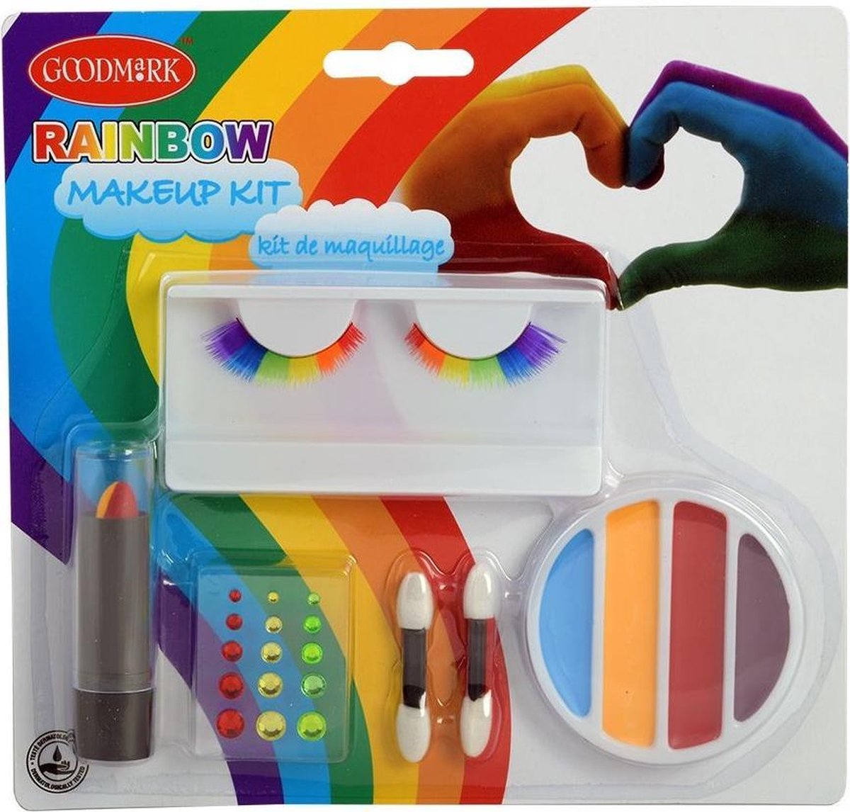 GOODMARK - Regenboog schmink set met neppe wimpers - Schmink > Make-up set