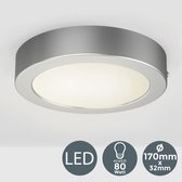 B.K.Licht - LED Plafondlamp - zilver opbouwspot - Ø17cm - keukenverlichting - met 1 lichtpunt - 3.000K - 900Lm - 12W