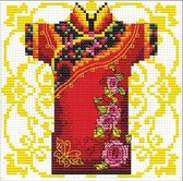 Volledige Borduurpakketen Volwassenen - Voorbedrukt - Hobby en Creatief - Borduurset - Needleart World voorbedrukt borduurpakket Male Geisha Rose 140.022 op aida