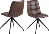 Set van 2 Cava eetkamerstoel bruin PU kunstleer, zwart.