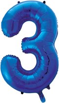 Blauwe folie ballonnen cijfer 3.